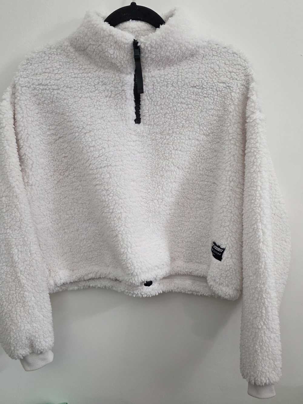 H&M White Sherpa Half-Zip Teddy Jacket